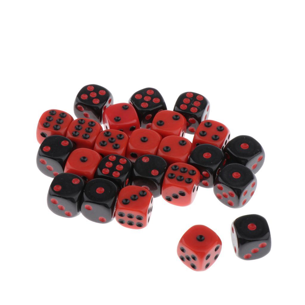 24 Chiếc Đỏ & Đen Dual Màu 6 Mặt D6 Xúc Xắc Dành Cho D & D Vai Trò Chơi Trò Chơi