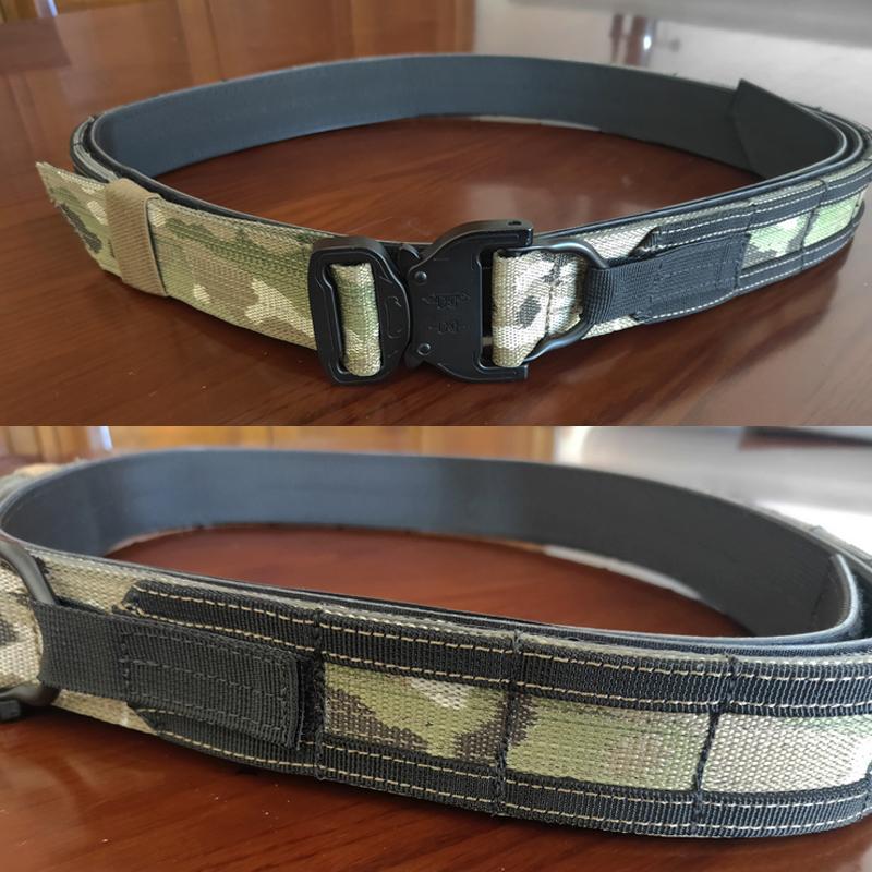 Belt chiến thuật quân sự airsoft molle Battle Belt Army Men Huấn luyện chiến đấu Multicam Fighter Belt Săn bắn ngoài trời có thể điều chỉnh Color: RG BK Size: L 95-110CM