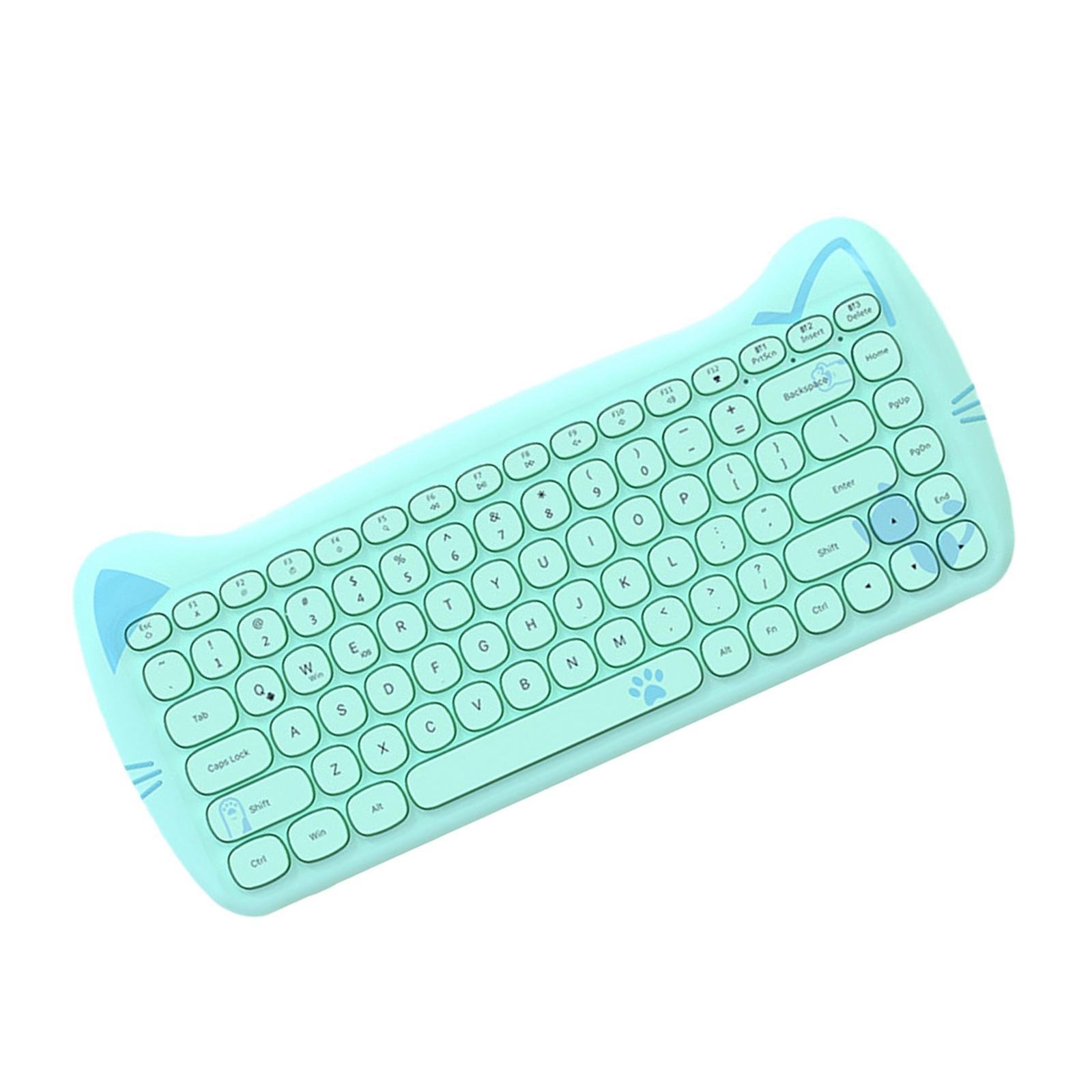 Cute 2.4G Wireless Keyboard 84-Key Desktop Bluetooth/Wired Gaming Keypad for Android Windows