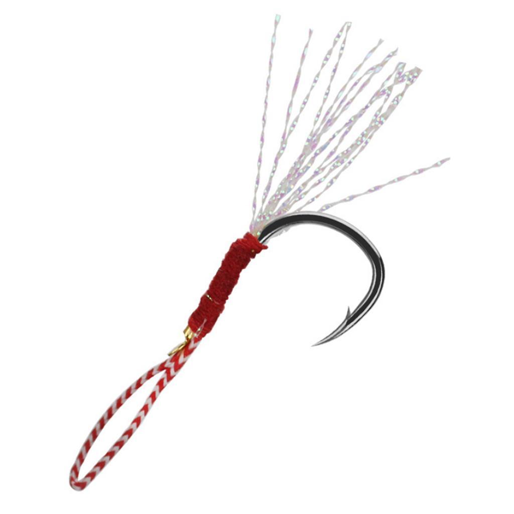 30pcs Fishing Assist Hooks with Braided Line ,Metal Jigging Hooks Tackle ,Braid Assist Cords Butterfly Freshwater