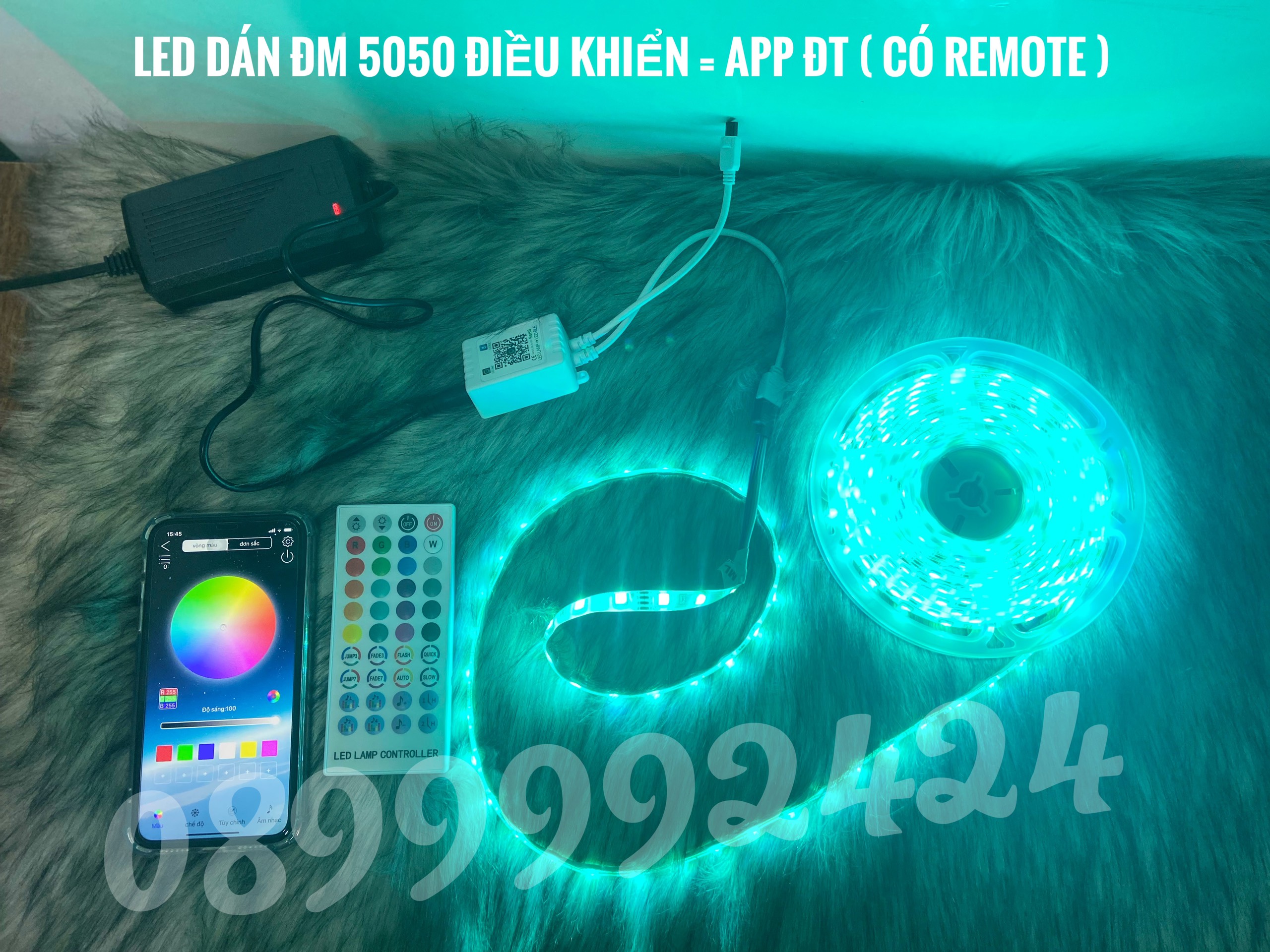 Đèn dây led 5m RGB 16 triệu màu điều khiển bằng điện thoại, nháy theo nhạc, cuộn dây led đổi màu