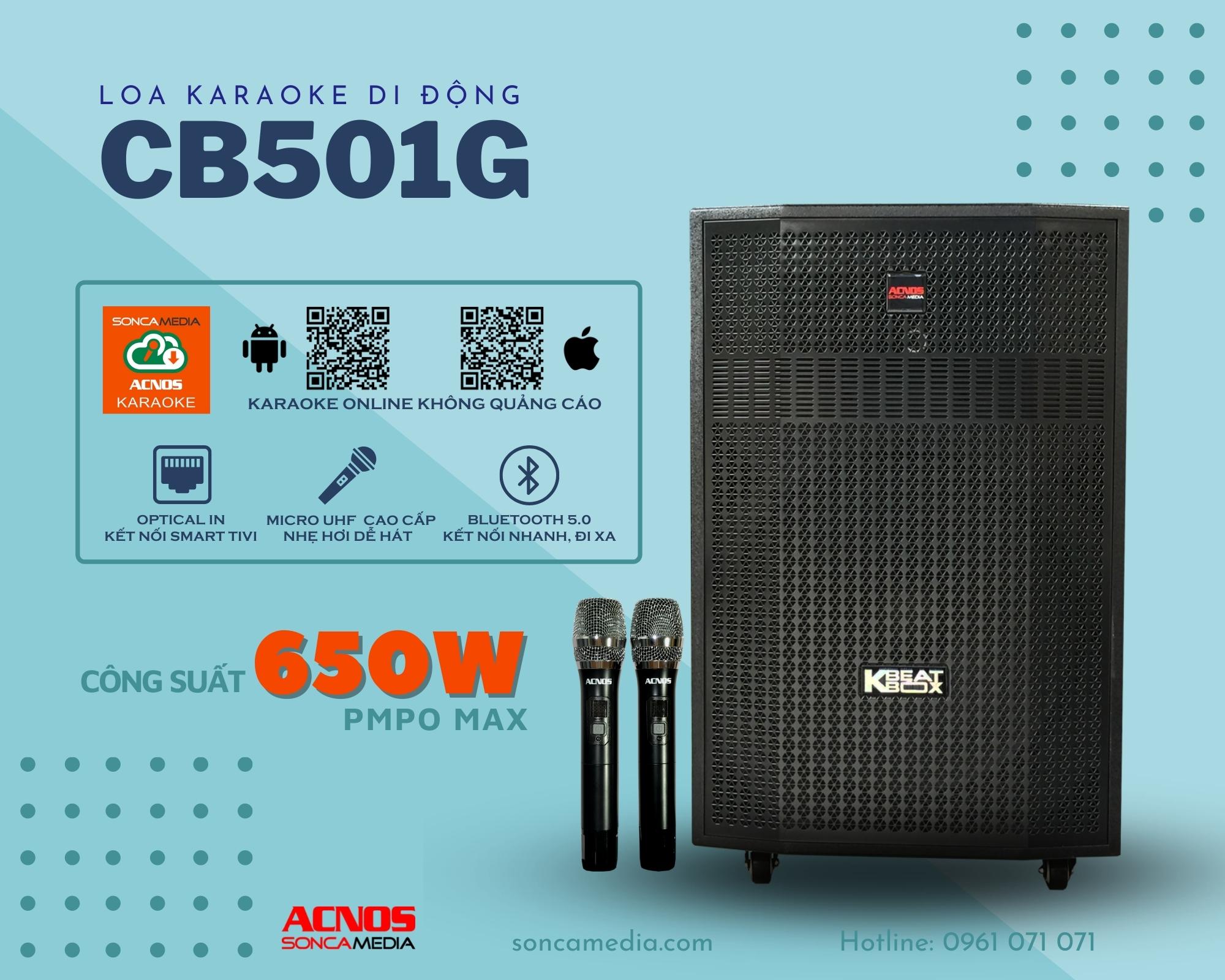 [HÀNG CHÍNH HÃNG] Dàn karaoke di động ACNOS CB501G