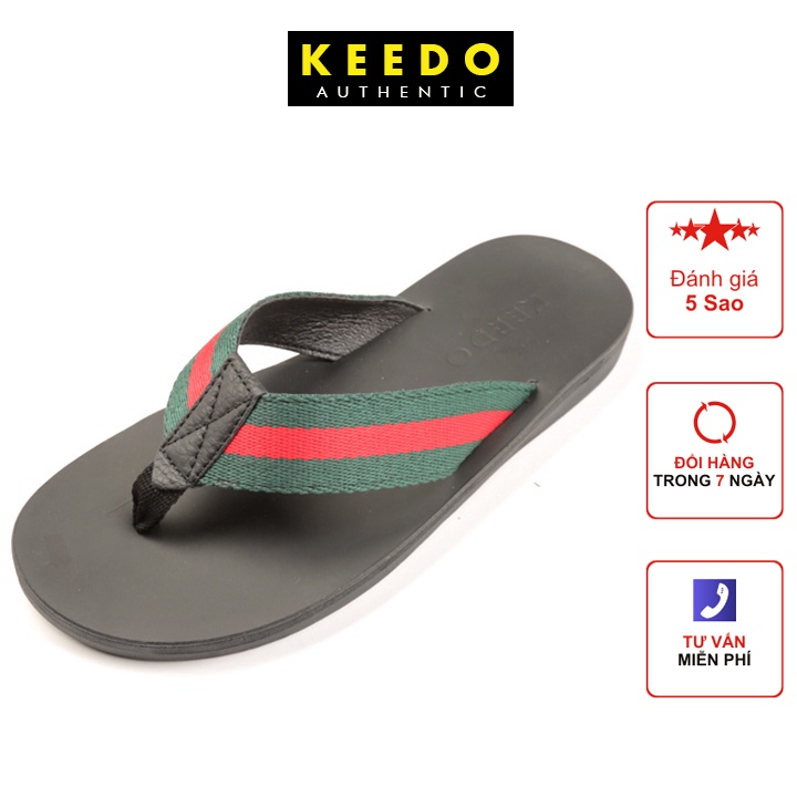 Dép Kẹp Nam Quai Dù Siêu Bền Keedo Kd1396 - Xanh Đỏ - 42