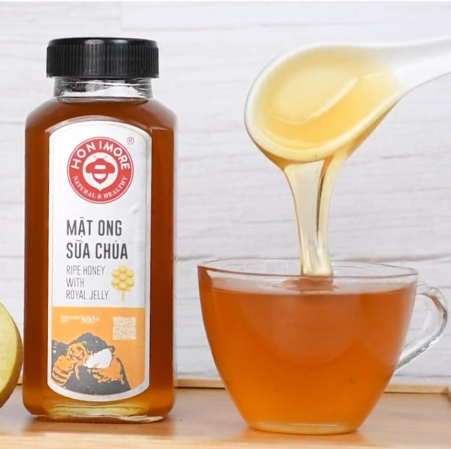 Combo 2 chai Mật ong sữa chúa HONIMORE 500g - TẶNG 1 CHAI - tốt sức khỏe, đẹp da từ 12% sữa ong chúa tươi nguyên chất