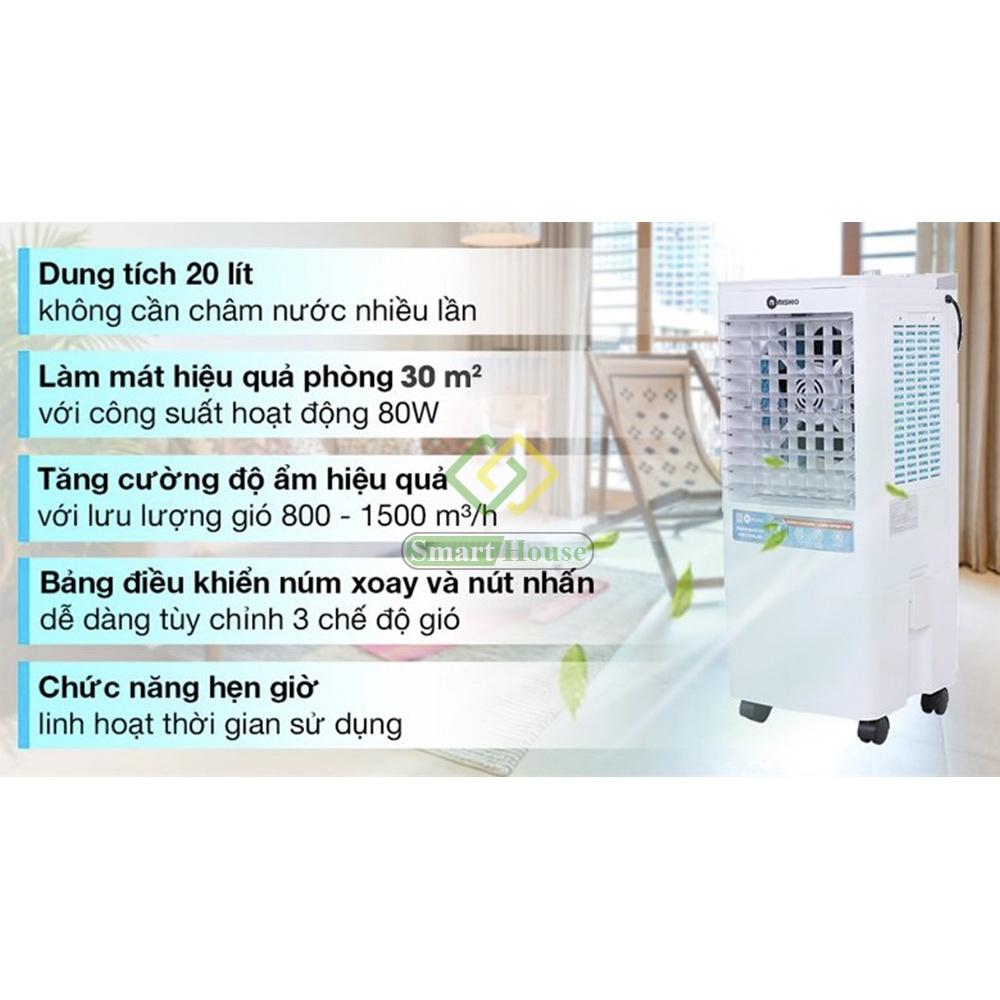 Quạt hơi nước điều hòa làm lạnh Không Khí Mishio MK202  Tăng Cường Độ Ẩm Hiệu Quả - Hàng Chính Hãng