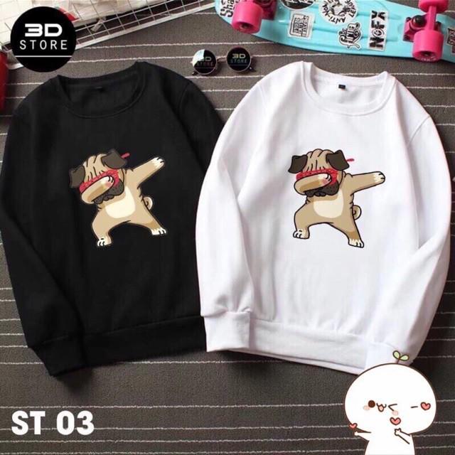 &quot; RẺ &quot; Áo sweater Unisex vải nỉ bông hình cún style THỜI TRANG THU ĐÔNG