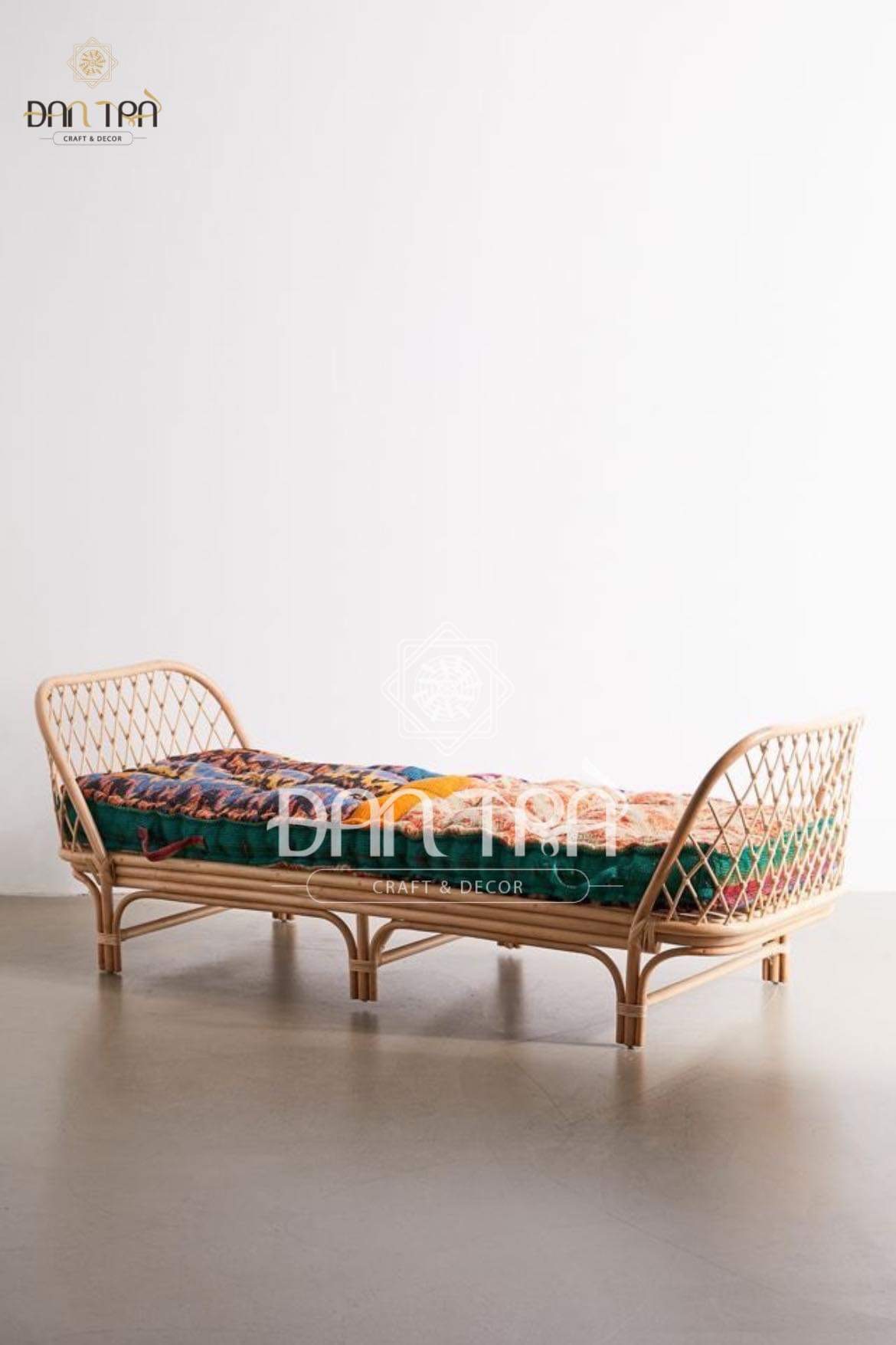 Ghế Mây Daybed 1M6- Ghế Mây Sofa Kèm Nệm - Ghế Sofa Mây Nằm Nghỉ Trưa, Ghế Thư Giãn Phòng Khách, Phòng Ngủ- Bàn Ghế Mây Tre Đan Trà