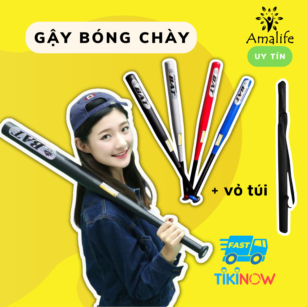 Gậy Bóng Chày Thể Thao Dài 71cm Bền đẹp , Kèm Túi - Hàng Chính Hãng Amalife