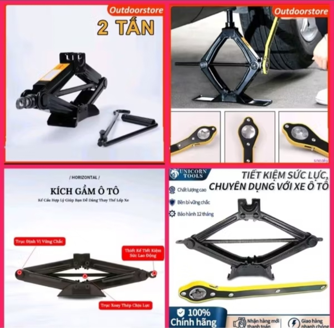 1 BỘ KÍCH NÂNG GẦM XE HƠI ÔTÔ KÈM THEO TAY QUAY ĐA NĂNG