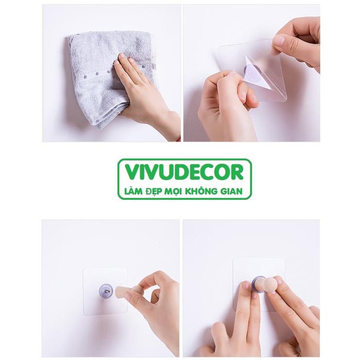 Móc Gỗ Đầu Tròn Vivudecor Treo Tường Đa Năng Vừa Dán Vừa Khoan, Móc Treo Đồ Dùng Trong Nhà Tắm, Nhà Bếp, Cánh Cửa .