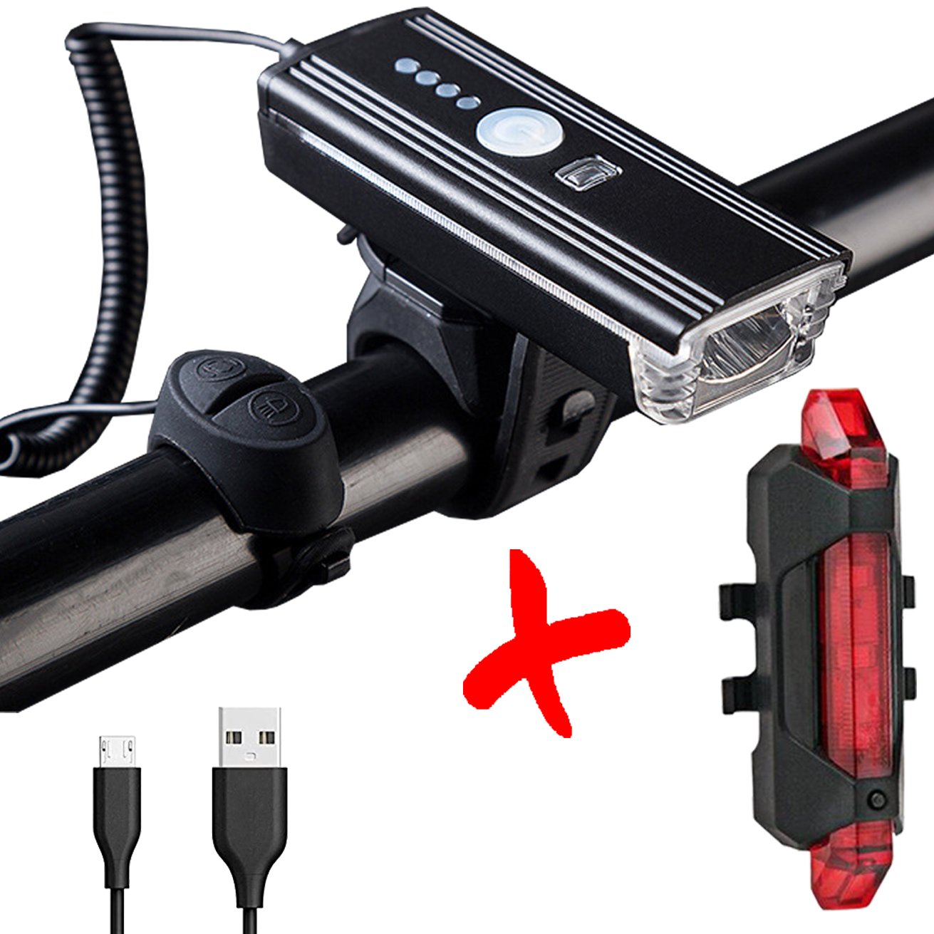 COMBO Đèn Còi Xe Đạp HJ062 Và Đèn Hậu  Sạc USB BS216