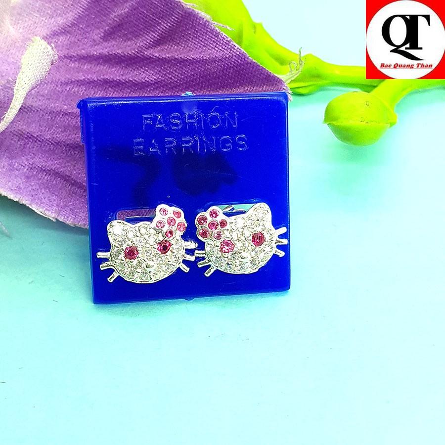 Bông tai trẻ em Bạc Quang Thản hình kitti trẻ em chất liệu bạc ta không xi mạ - QTBT3
