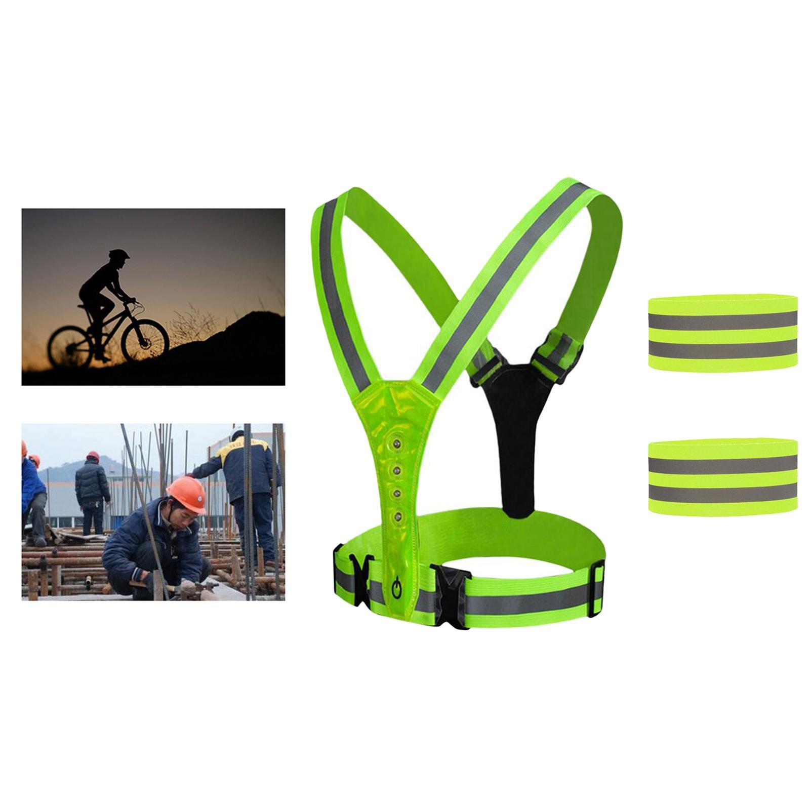 Reflective Vest Running Gear, Running Lights for Runners, USB Rechargeable Adjustable Safety Vest for Men Women, LED Light Up Vest