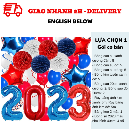 Bộ bóng trang trí ngày Quốc Khánh Mỹ - 4 of July combo qkm16