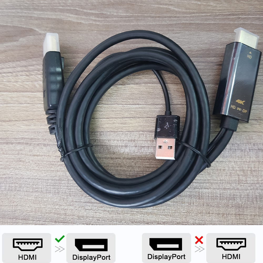 Cáp chuyển HDMI ra Displayport 4k 60hz, 2k 144hz dài 1m8