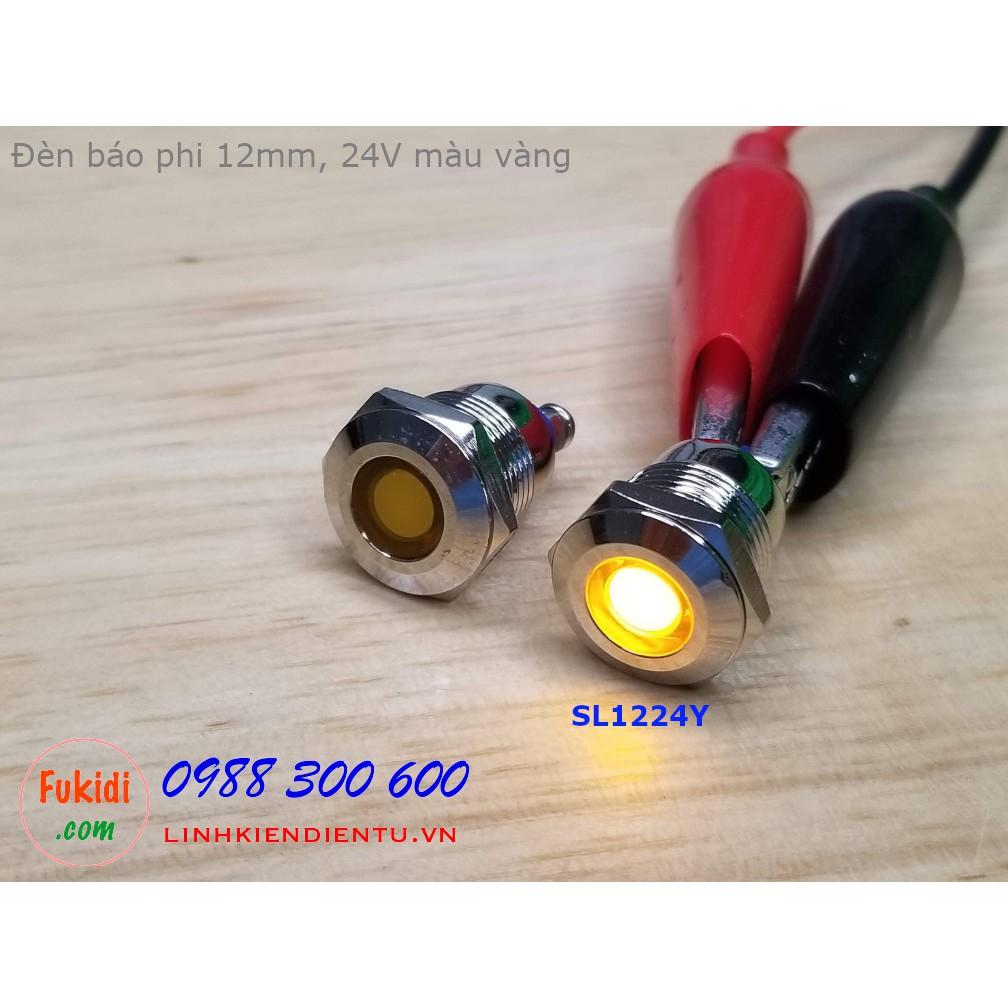 Đèn LED báo nguồn phi 12mm, 24V màu đỏ, xanh lá, xanh lục, vàng và trắng SL1224