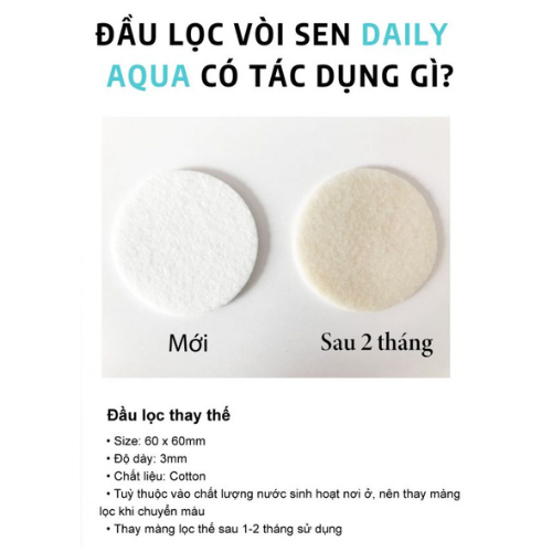 Màng lọc đầu vòi sen Daily Aqua (5 miếng) - Lọc bụi bẩn, vi khuẩn