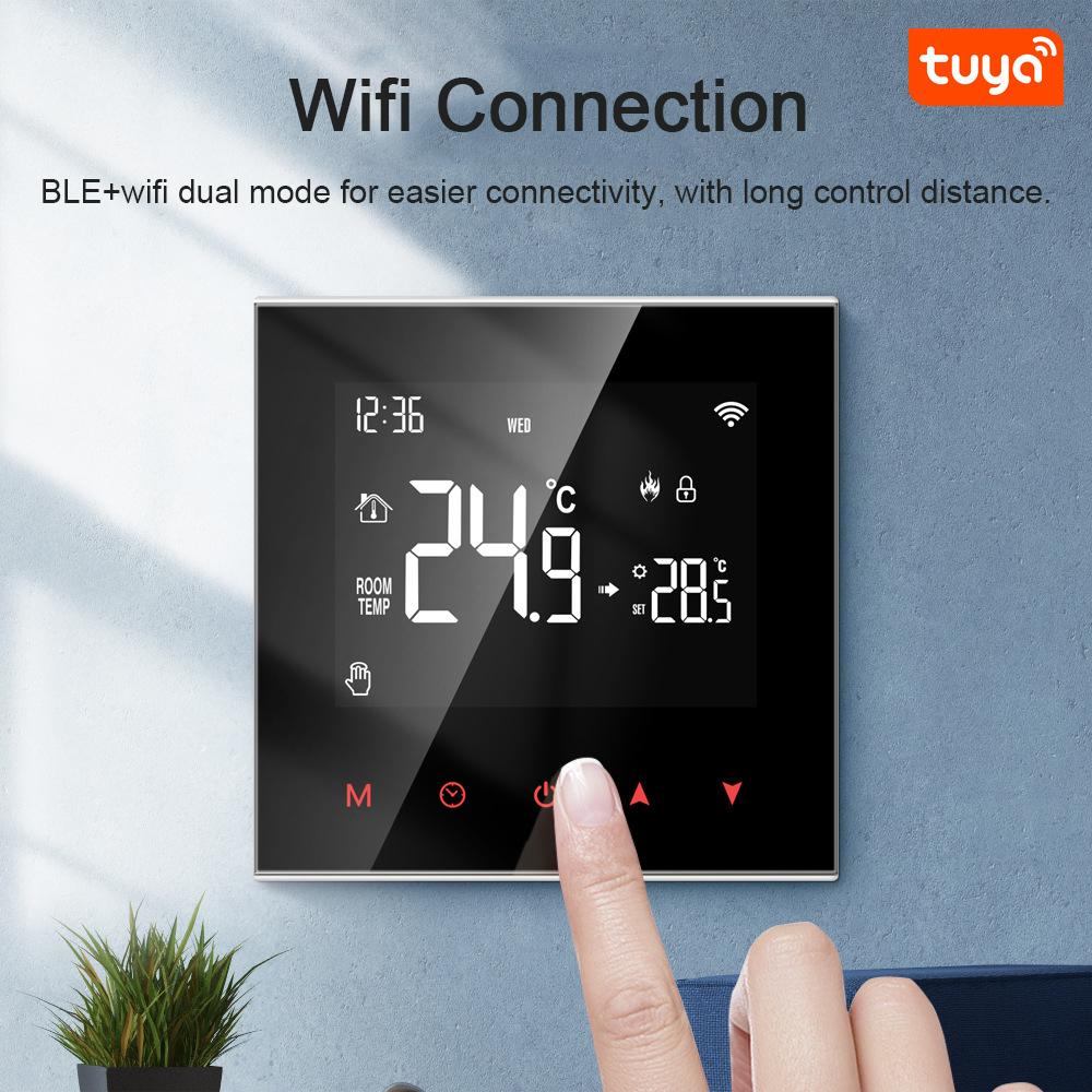 Tuya WIFI Temperature Controller Weekly Programmable Temperature Timing Setting Mobilephone Tuya SmartLife APP Remotely Control Compatible with Yandex Alice Amazon Alexa and Google Home for Voice Control