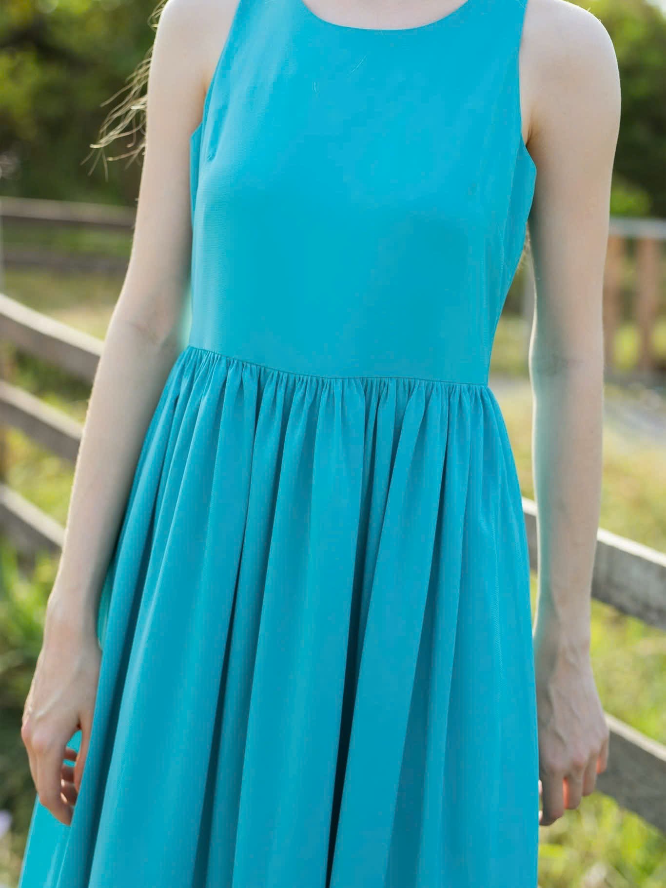 Đầm xanh babydoll sát nách NGADO , đầm nữ , đầm thời trang , váy đi biển