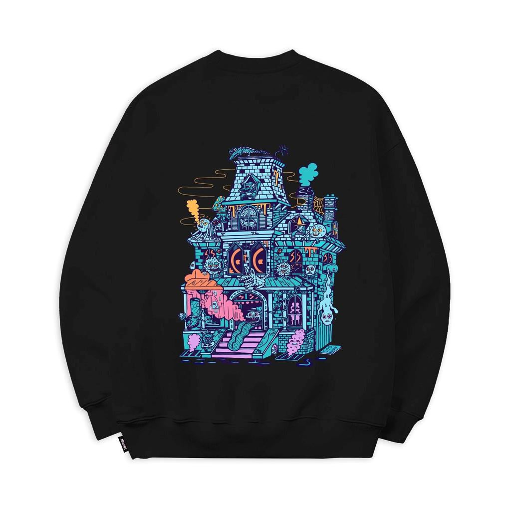 Áo sweater nam nữ local brand NIGUST 88 Spook House N212 chất liệu nỉ da cá form rộng màu đen trắng Fullbox