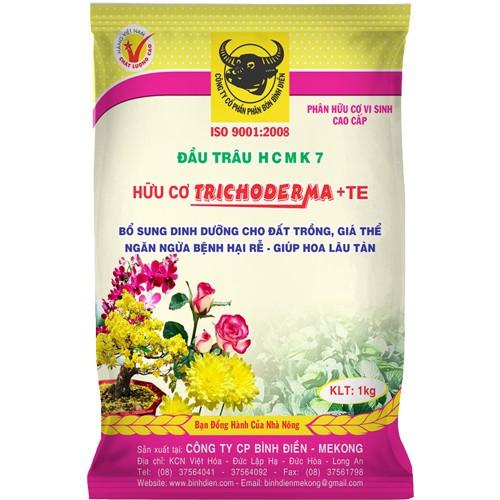 Phân bón Đầu trâu HCMK7 hữu cơ Trichoderma + TE 1kg