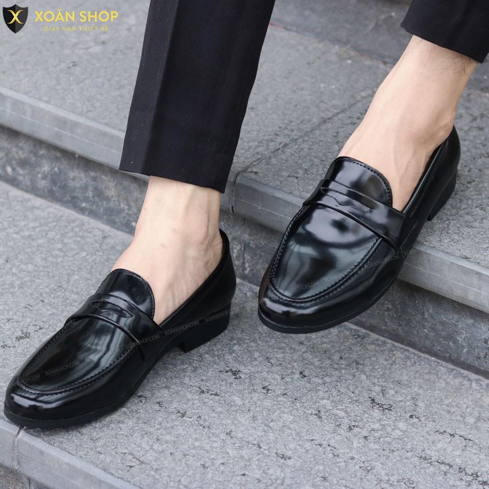 Giày Nam Da Bóng Đế Cao Su Đúc Cao 3cm Màu Đen Mã L149 Hàng Việt Nam