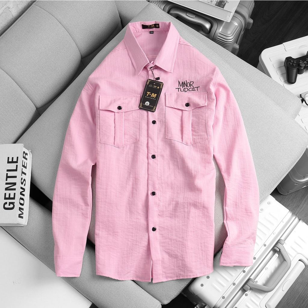 Áo sơ mi nam tay dài chất vải đũi in họa tiết