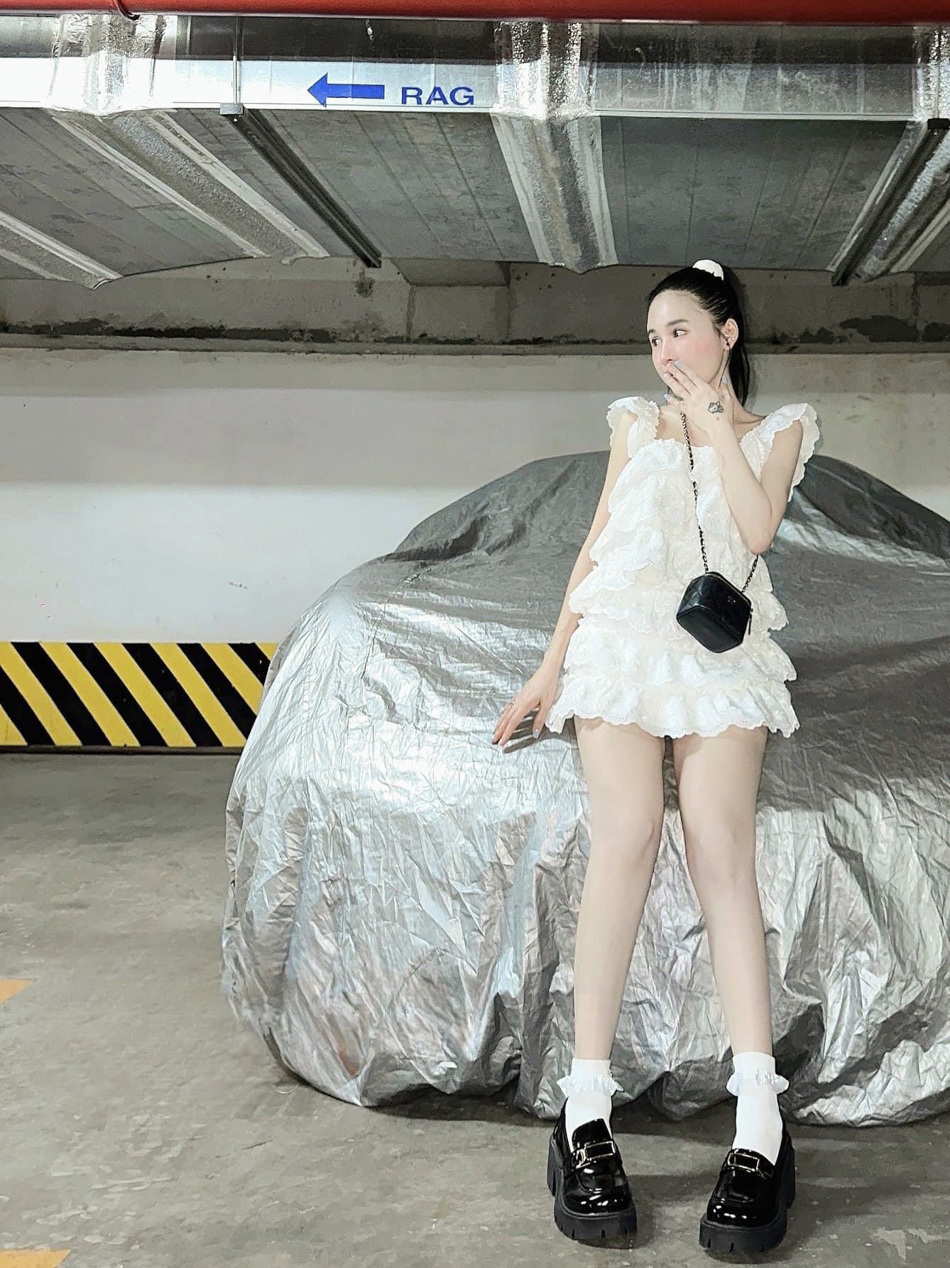 Set áo ren váy chữ A tầng BST mùa hè