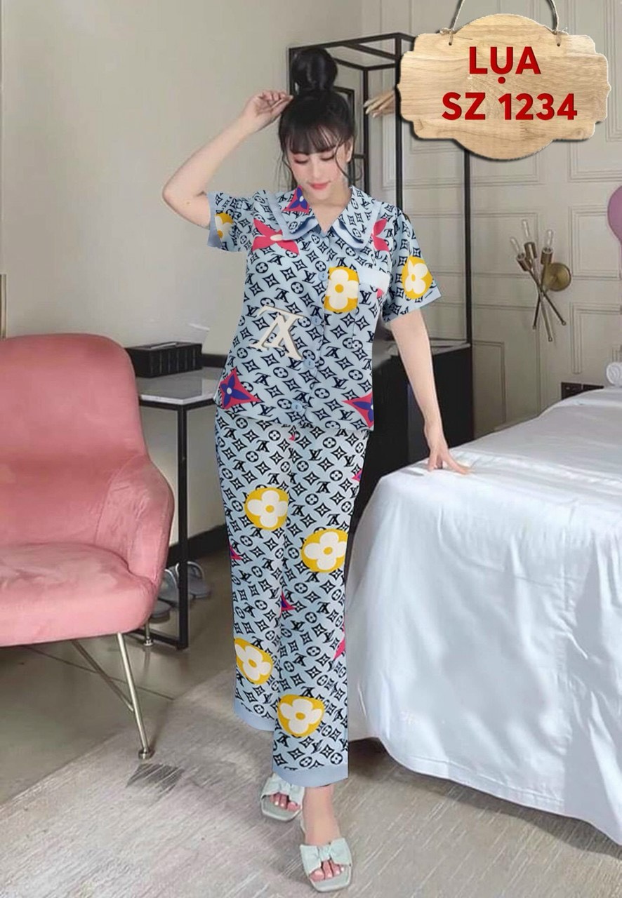 Đồ Bộ Mặc Nhà, Đồ Bộ Pizama Lụa Mango Nữ Shop Khánh An Quần Dài Tay Ngắn, Màu Số 11