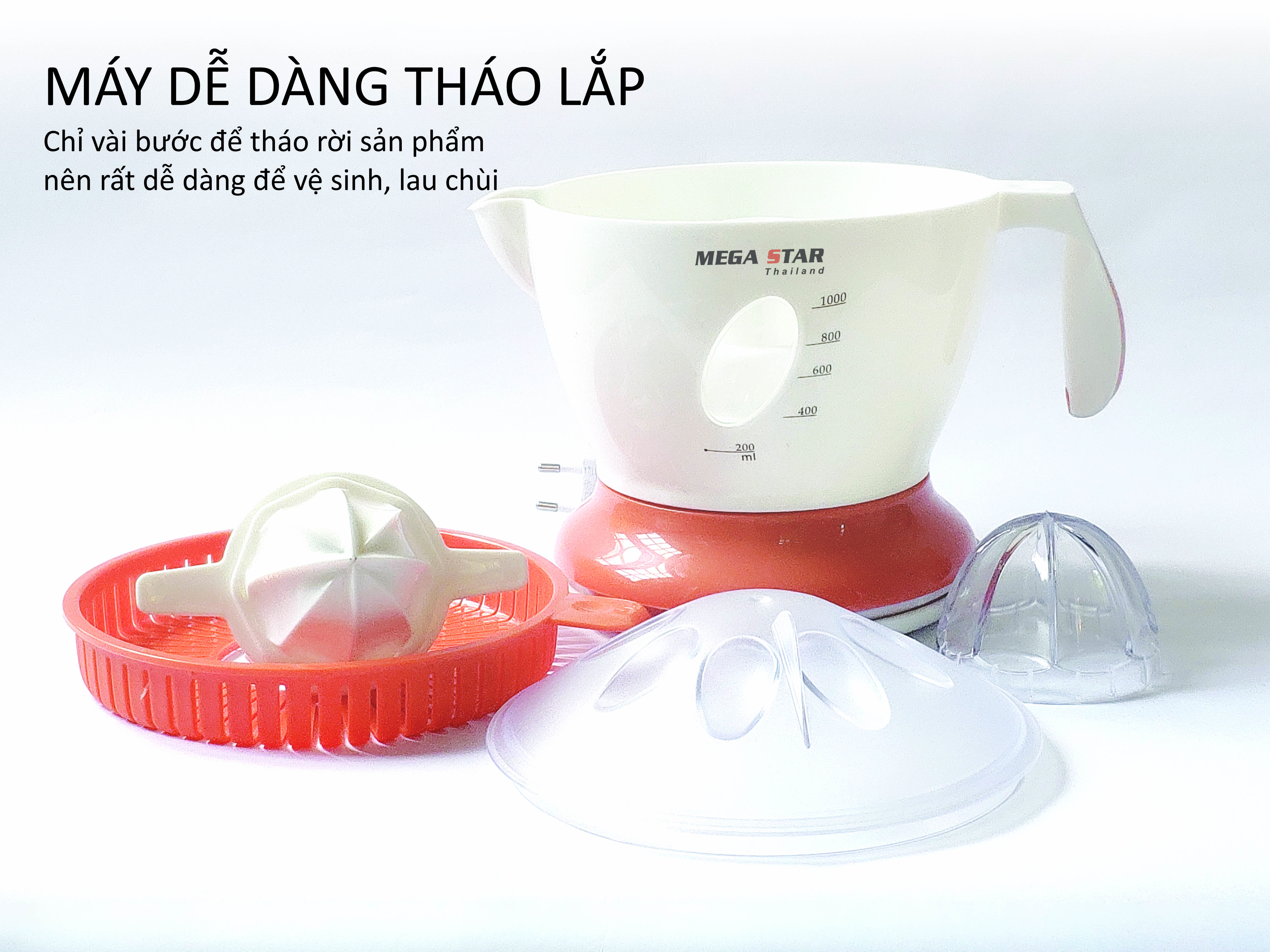 Máy vắt cam Megastar CJ-628 - Dung tích 1000ml, công suất 45W - Hàng chính hãng