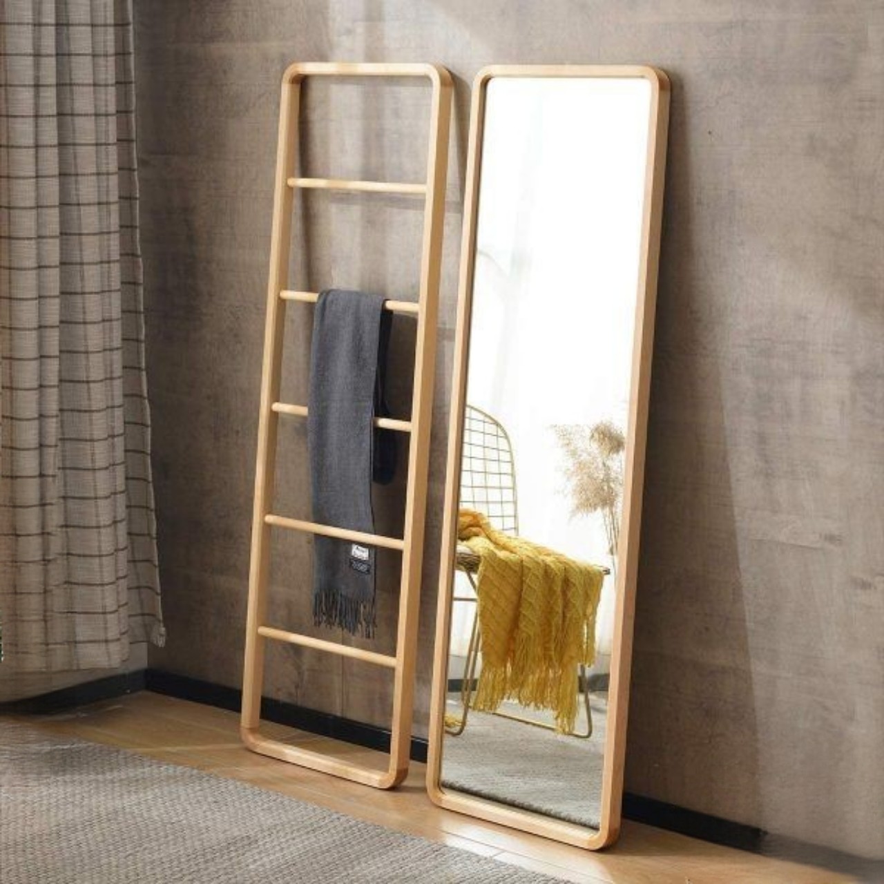 Gương soi toàn thân bo góc bằng gỗ thông cứng cáp, nhiều kích thước 40x120, 50x150, 50x160,
