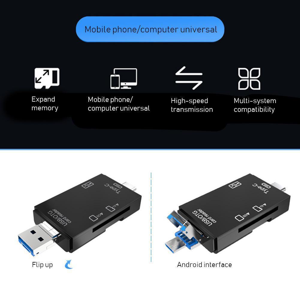 Đầu Đọc Thẻ Nhớ USB 3.0 6 Trong 1 Micro USB/U/Type C/TF/SD Đa Năng Cho Điện Thoại/Laptop