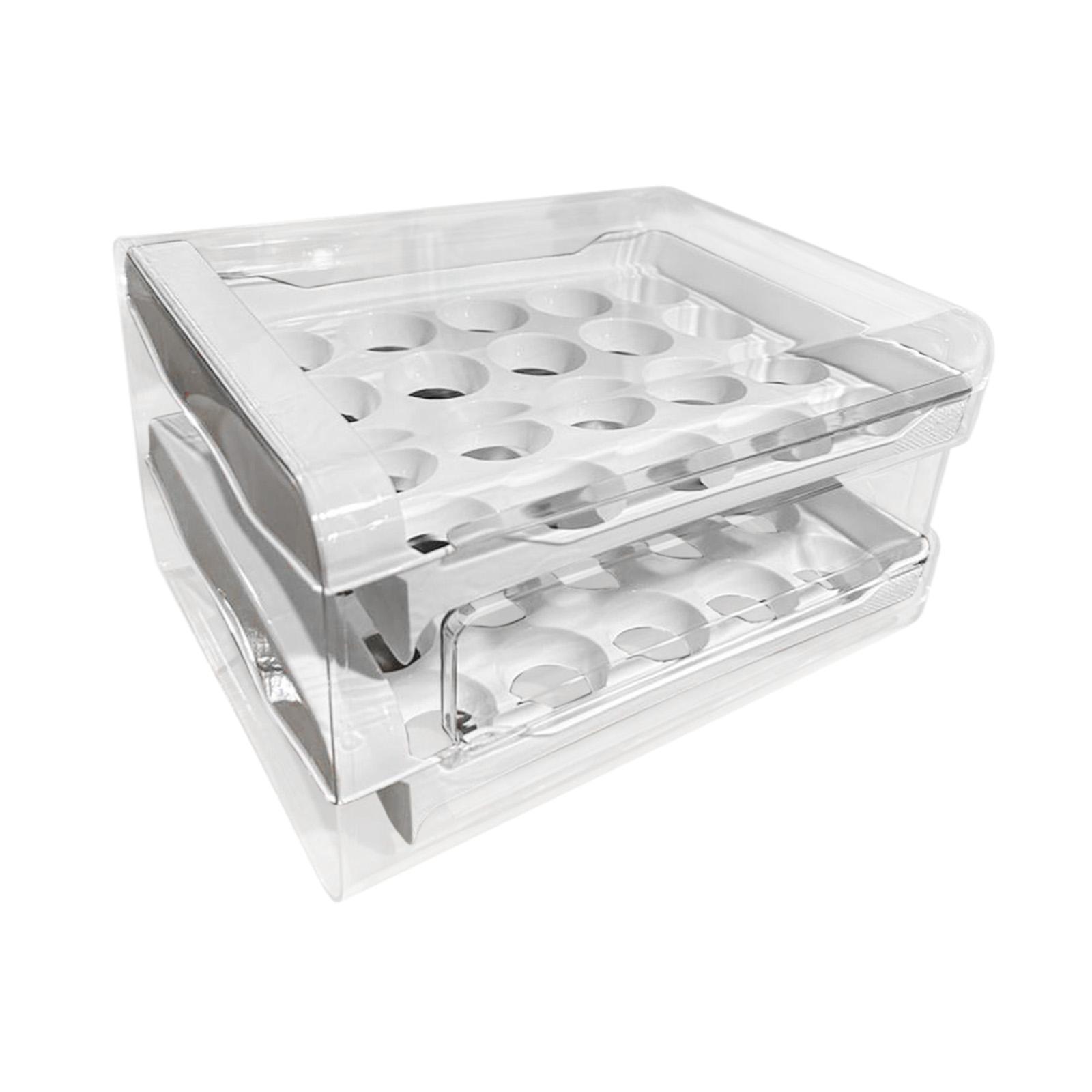 2 Layer Egg Holder Egg Storage Container Reusable Space Saving Durable Egg Fresh Storage Box Egg Tray for Cupboard Countertop Refrigerator