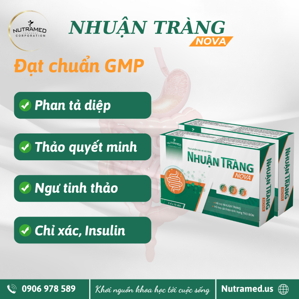 Viên uống Nhuận Tràng 'Nova' hỗ trợ nhuận tràng, không còn táo bón - 1 hộp x 2 vỉ x 10 viên