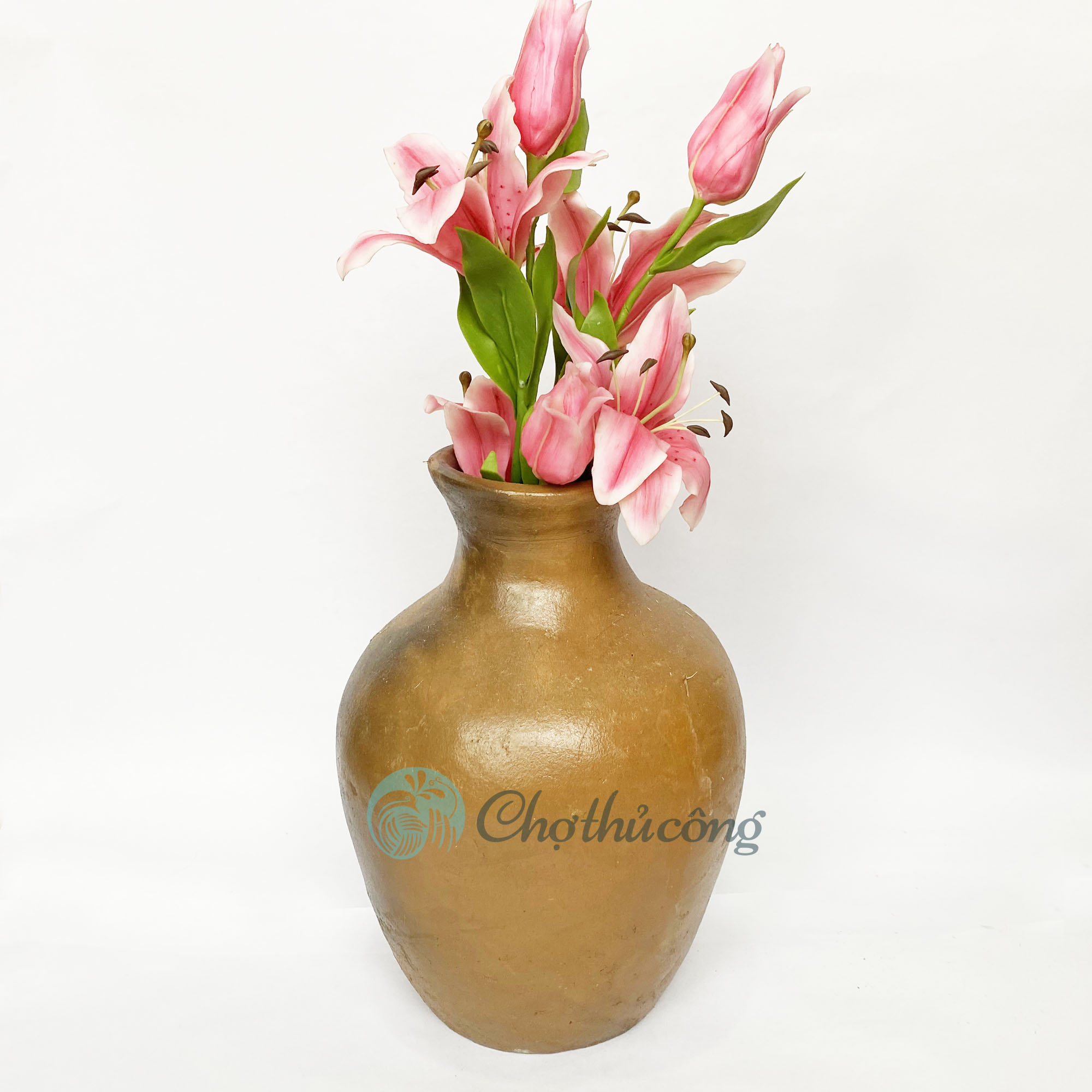 Bình hoa to vintage, Bình gốm cắm hoa decor, lọ hoa chậu đất nung thủ công Gốm Chăm Bàu Trúc trang trí handmade terracotta