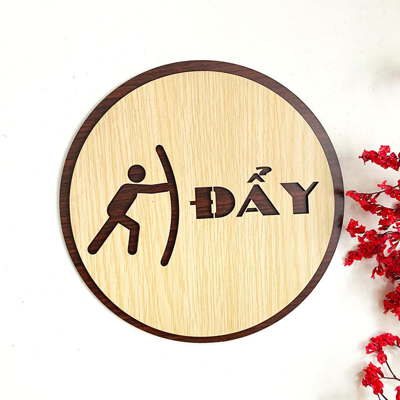 PP3 - Bảng gỗ dán cửa Pull - Push, Kéo - Đẩy Decor trang trí, hướng dẫn cửa ra vào hình tròn