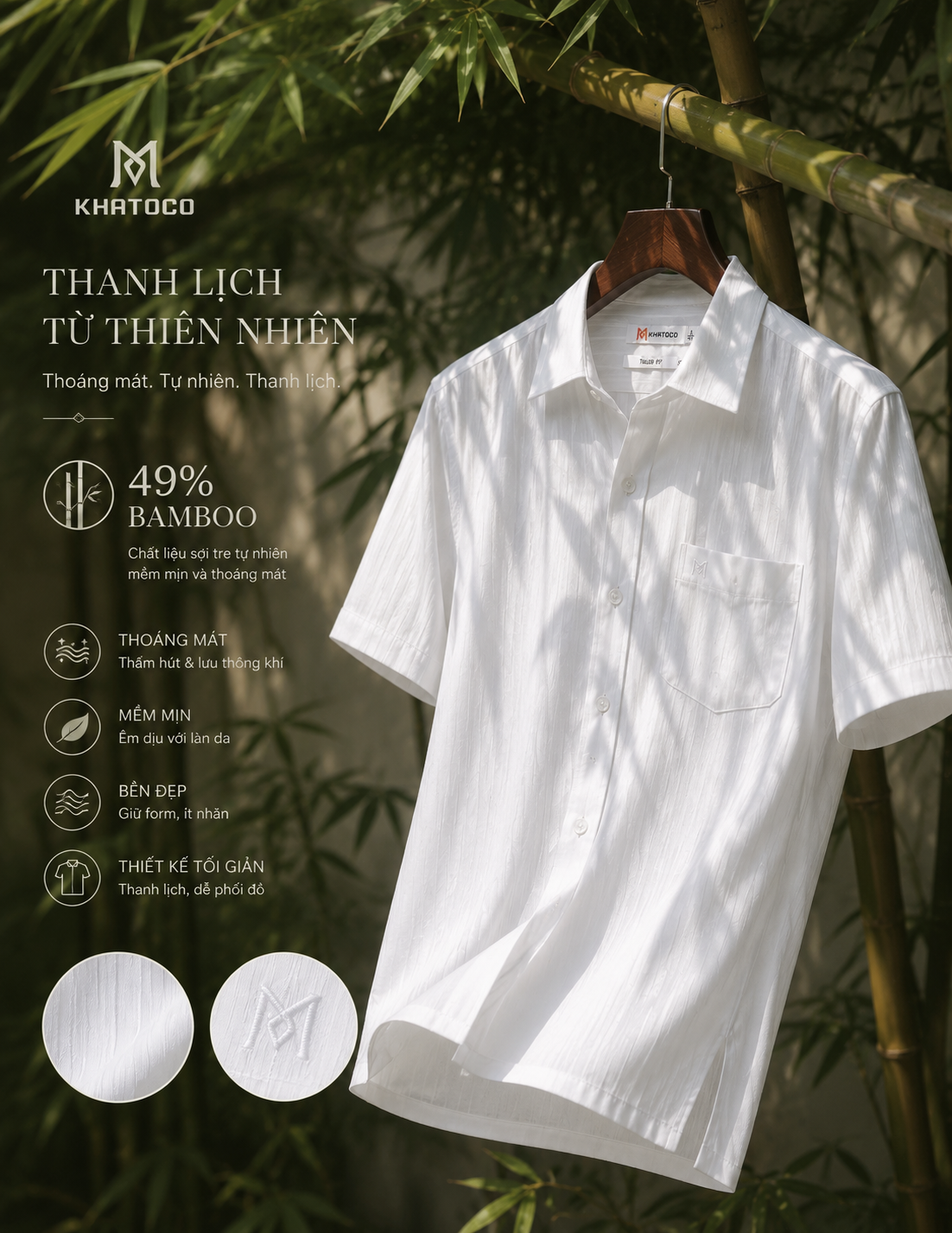 Áo sơ mi Khatoco tay ngắn (L,XL)