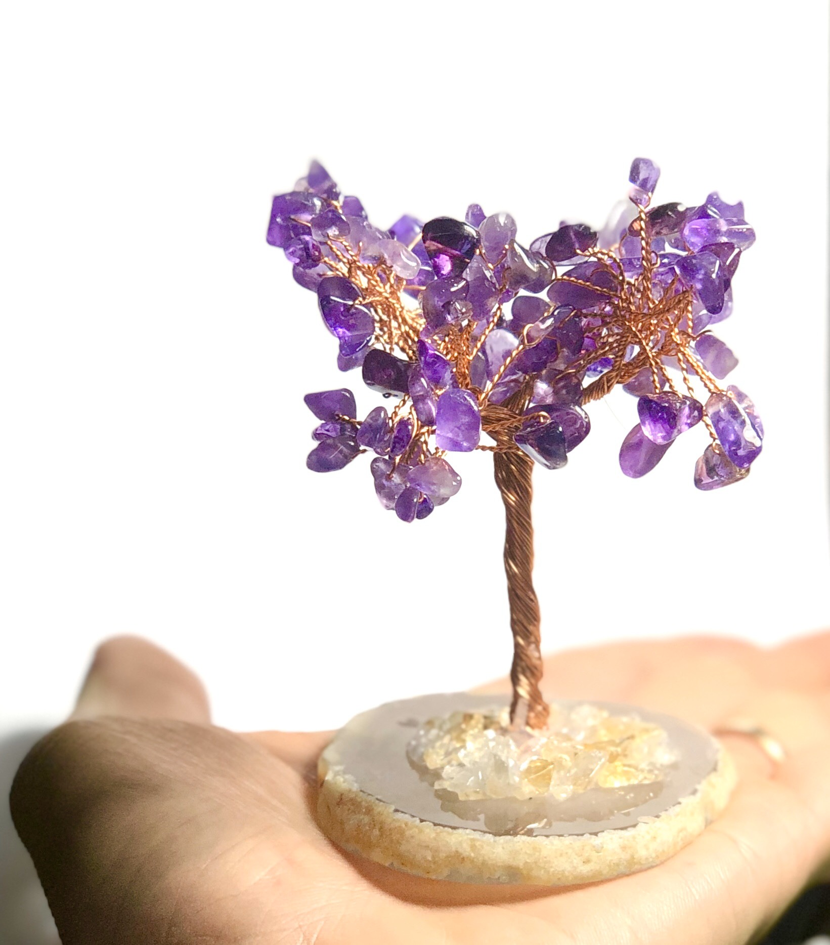 Cây đá vụn thạch anh tím để bàn 10cm