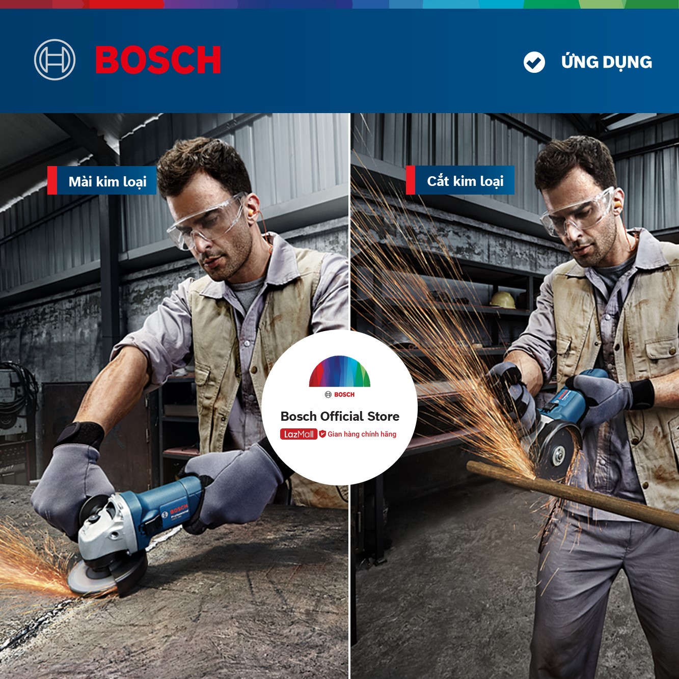 Combo Máy mài góc Bosch GWS 750-100 và Đĩa cắt kim cương Turbo 105x16mm đa năng