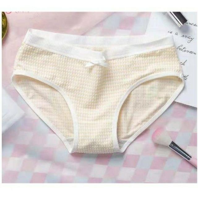 QUẦN LÓT SỢI BÔNG SIÊU THOÁNG, CẠP TRẮNG ĐÍNH NƠ SIÊU XINH