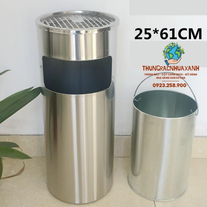 THÙNG RÁC GẠT TÀN DẠNG TRÒN INOX B-073