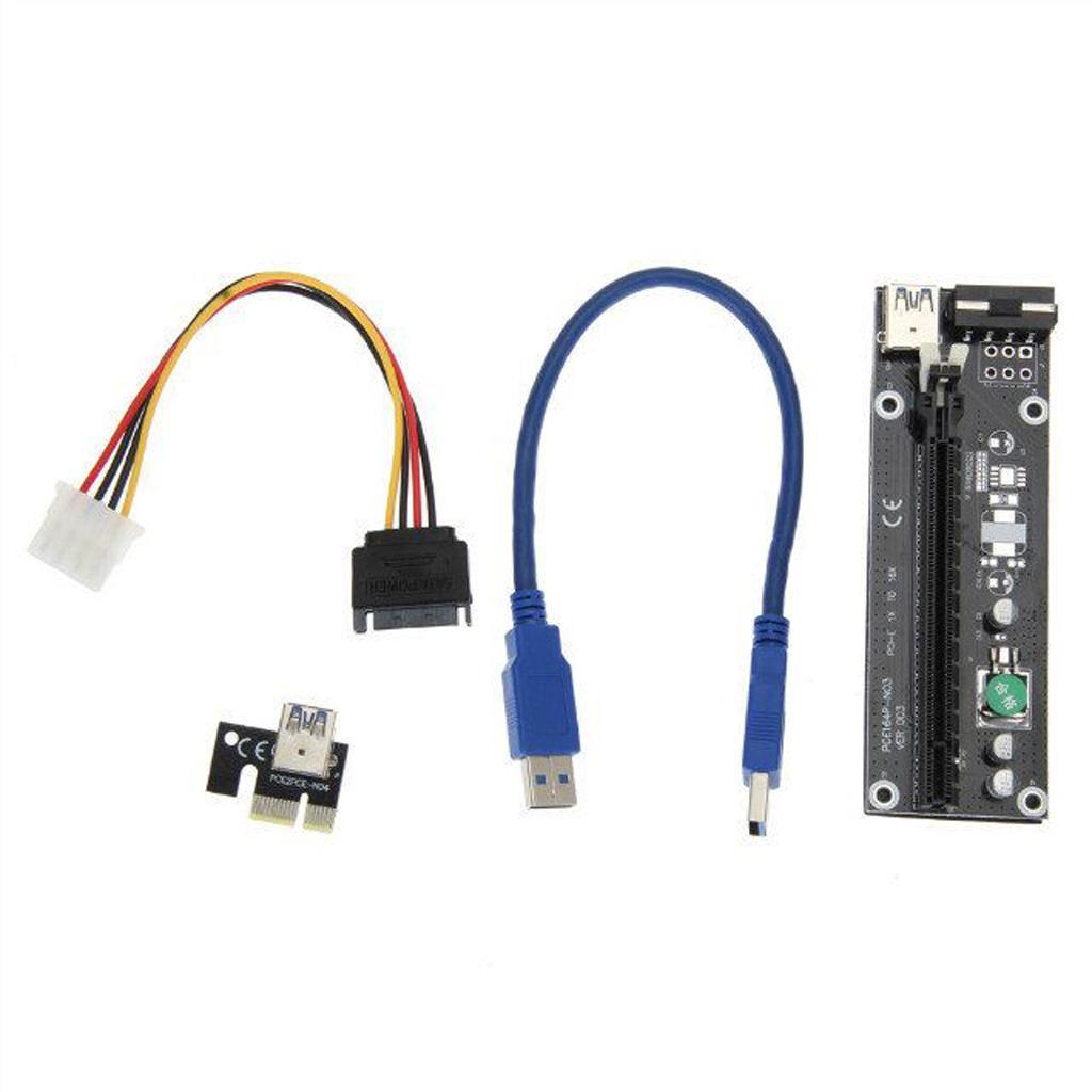 USB 3.0 PCI-E Express 1x to16x Extender Riser Board Card Adapter SATA Cable