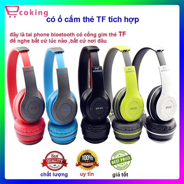 Tai nghe bluetooth không giây chụp tai P47 âm thanh nổi chất lượng cao - JL