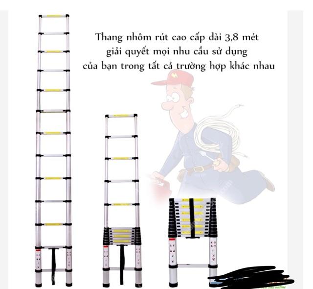 Thang Nhôm Rút Đơn cao cấp, chuyên dụng (3m8)