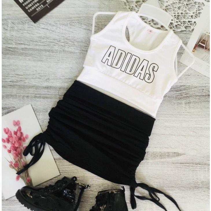 Chân Váy Rút Phối Áo Croptop Siêu Dễ Thương Cho Bé Gái Đủ Size Cho Bé Từ 1 Tuổi Đến 8 Tuổi Nhã Uyên Kid BK017