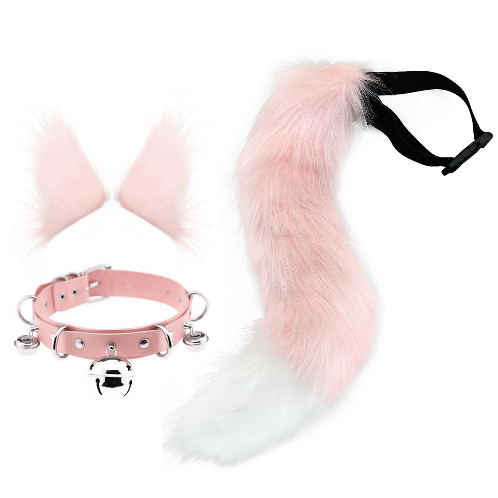 Cosplay Costume Set Fur Cat Ears Long Tail for Role Play Masquerade