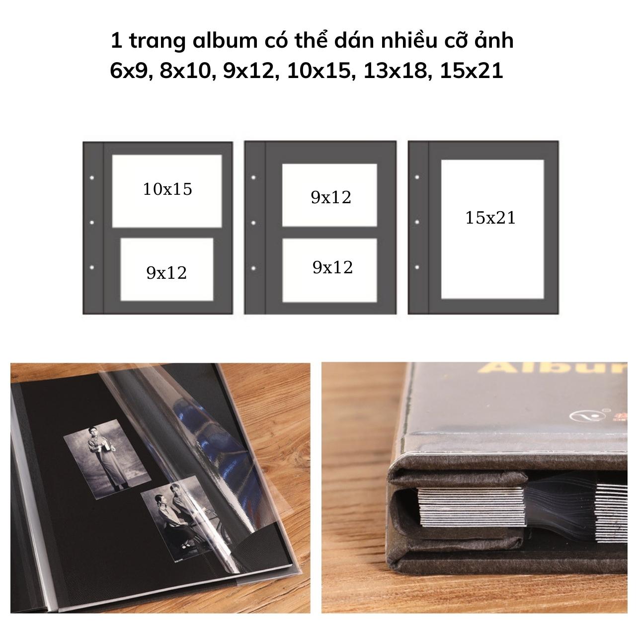 Album dán ảnh cỡ 23x23 cm hoặc 27x29 cm , 34x32 cm bìa họa tiết trang nhã quà tặng, để ảnh cho con, trang có sẵn keo dán