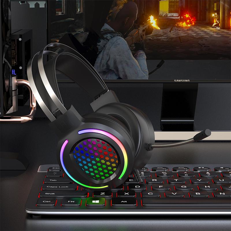 Game Thủ Chuyên Nghiệp Tai Nghe Có Dây Đèn LED Tai Nghe Cho Máy Tính Laptop PS5 Âm Thanh Vòm 7.1 PC Tai Nghe Chuyên Game Có Mic