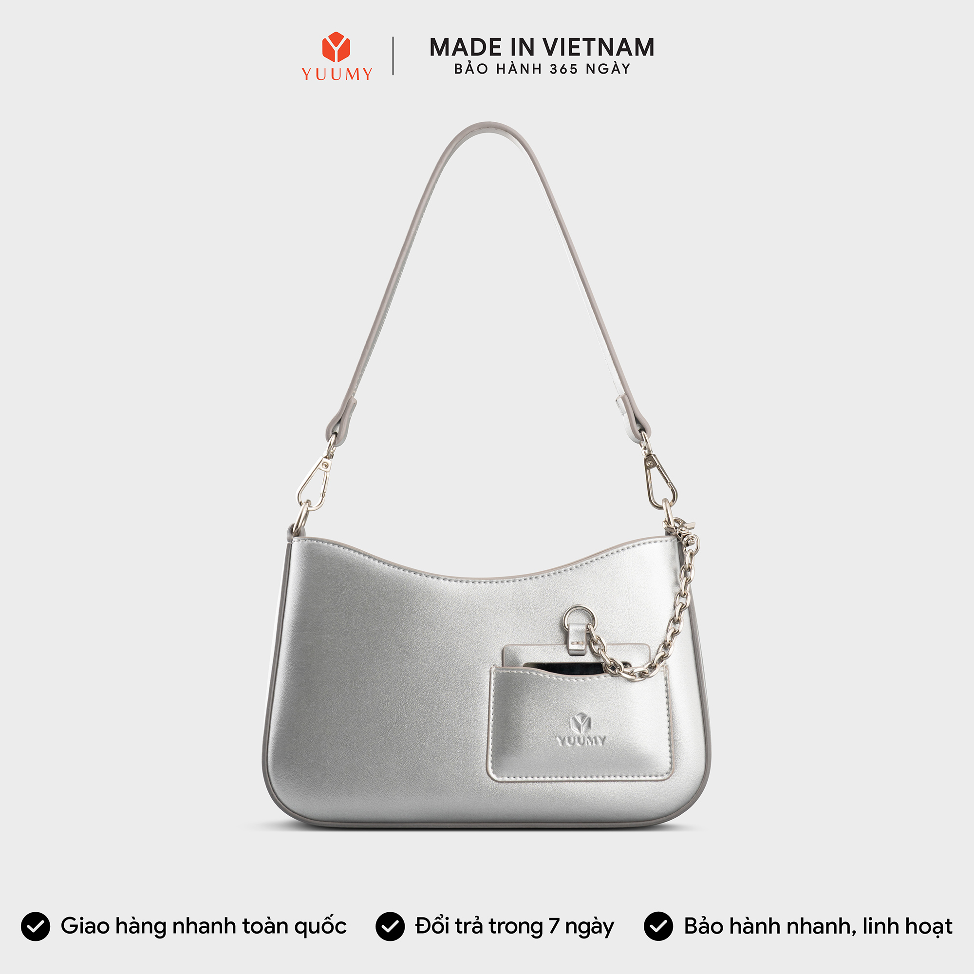 Túi Yuumy ( Thời trang nữ kèm phụ kiện xinh xắn size 24 - Túi đeo chéo da Glossy YN295 )