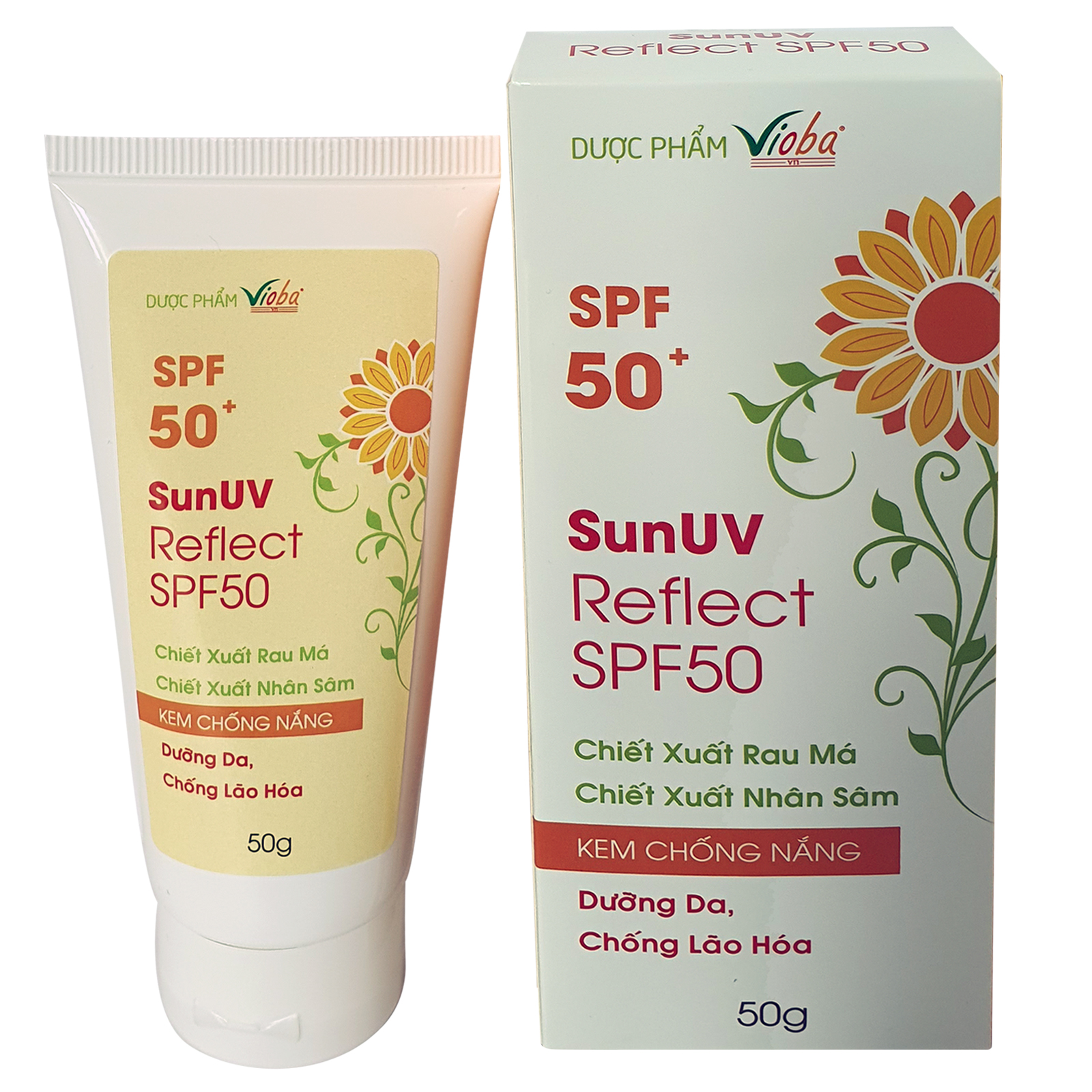 Dưỡng da, chống lão hóa chống nắng, ngăn tác hại của các tia: UVB, UVA. Góp phần làm mờ các vết: thâm, nám, tàn nhang. Kem chống nắng SunUV Reflect SPF50, tuýp 50g.
